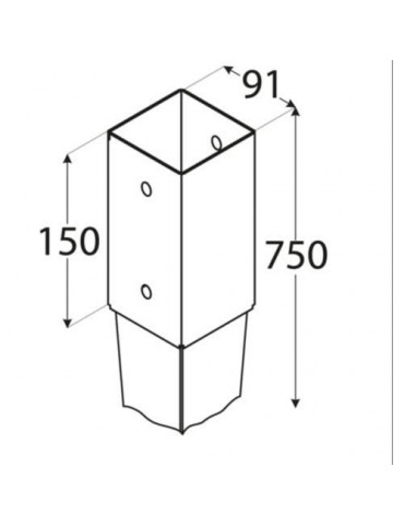 ANCLAJE PUNTA PARA POSTES 9X9 CM. 91X750X150 MM.